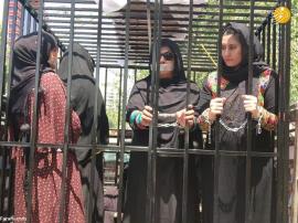 تصاویر/ زنان راه نیافته به پارلمان افغانستان خود را در قفس زندانی کردند!