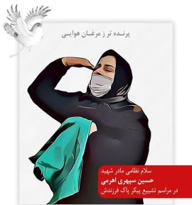 عکس/ طرحی زیبا از ادای احترام مادر شهید حسین سپهری اهرمی به فرزندش