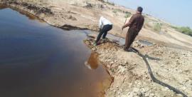 آغاز جمع آوری لکه‌های نفتی در اراضی آلوده گناوه 